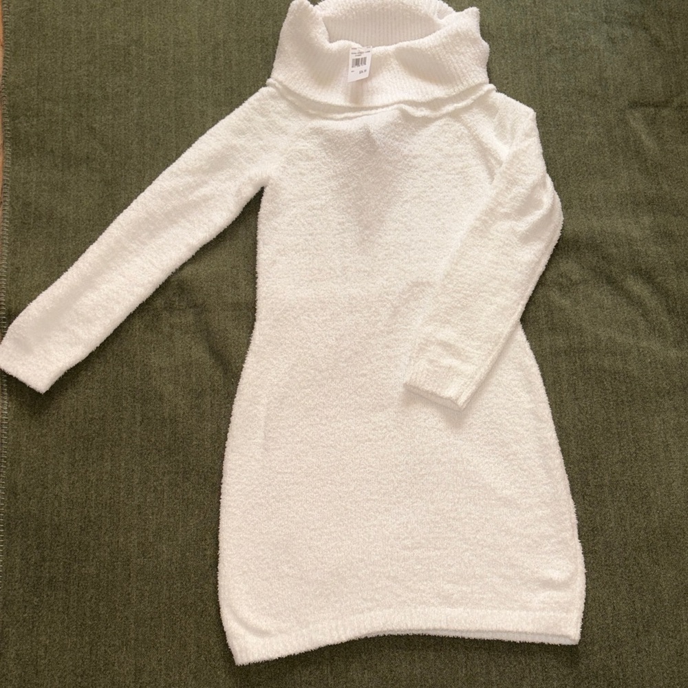 Cozy White Turtleneck Dress